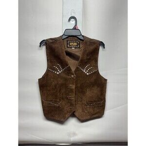 Vintage Outlaws Suede Rhinestone Vest Brown L Gay Cowboy High Glam Western